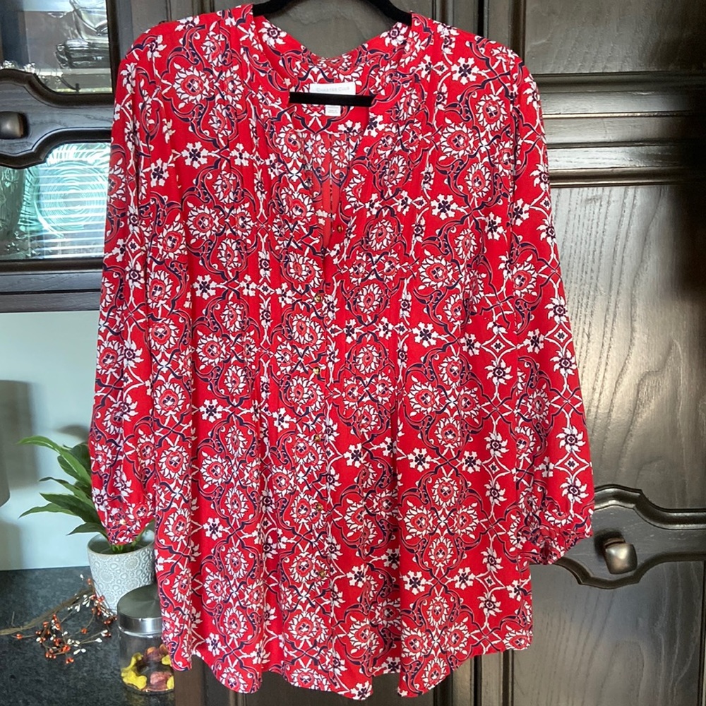 Charter Club Printed Blouse Top Size XXL